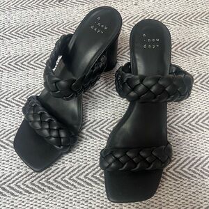 A New Day Women's Black Braided Heels